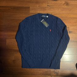 Ralph Lauren Navy Cable Knit Crewneck Size S