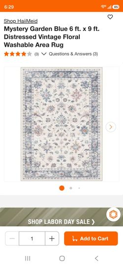Mystery Garden Blue 6x9 Area Rug