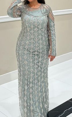 Gray mermaid beaded cut out gown