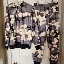 Shein Camo Hoodie Jogger Pants Large New