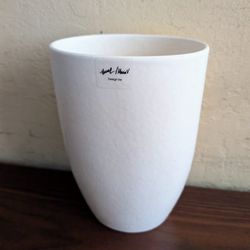 vintage Ikea white pottery flower vase 7.7" Design by Maria Vinka