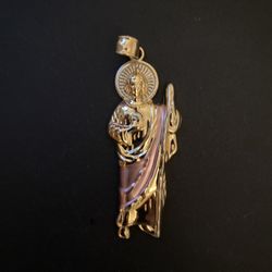 Gold plated tricolor St Jude pendant 