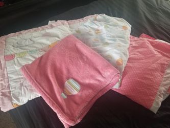 4 pc Infant Baby girl bedding set