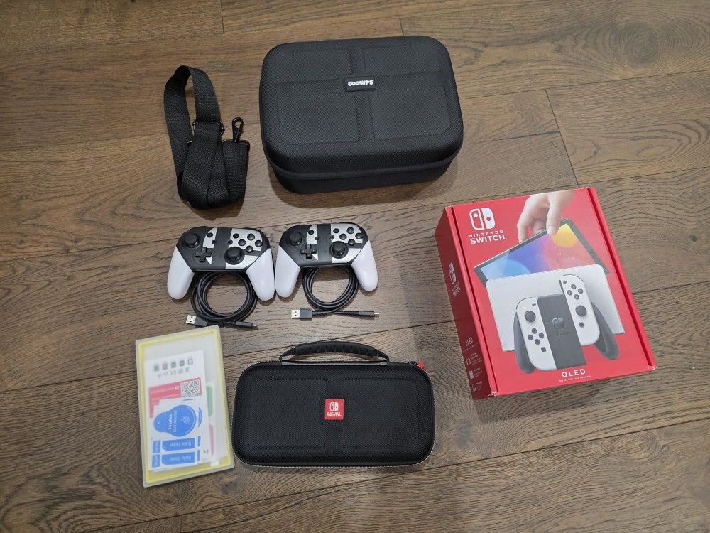 SWITCH OLED, 2 Controllers, 2 Cases & More