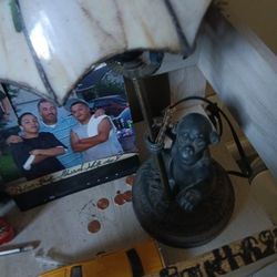 Vintage brass monkey lamp