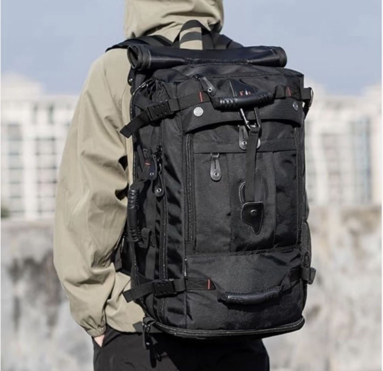 YOUMIAN Travel Backpack Carry On Backpack Durable Convertible Duffle Bag Fit for 15.6 Inch Laptop for Men and Women hiking airplane shoes bag extendab