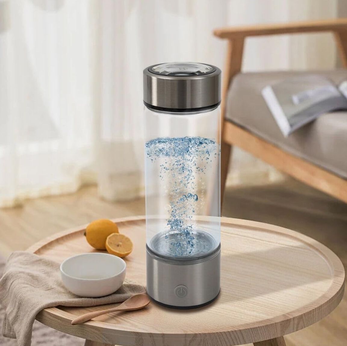 LORENZERIK Portable Hydrogen Water Generator in The Shape of a Bottle, Rechargeable for Home, Office, Travelling 450ml Hydrogen Water Bottle