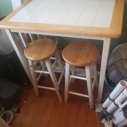 Wood Bistro Table And Stools