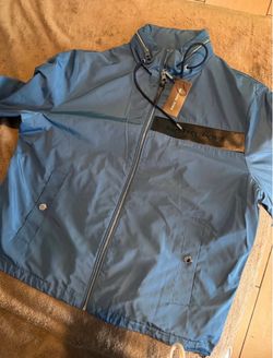 Michael Kors Men's Slate Blue Windbreaker with Black Trim
