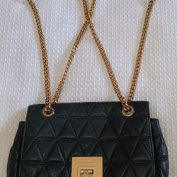 MK Black Quilted Leather And Chain Crossbody Purse $25