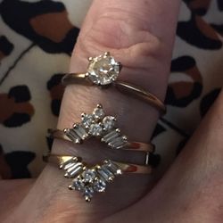 1.5 ct Real Diamond 14k solid engagement and wedding ring set