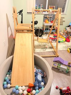 Wooden Kids Indoor Slide with Ball Pit