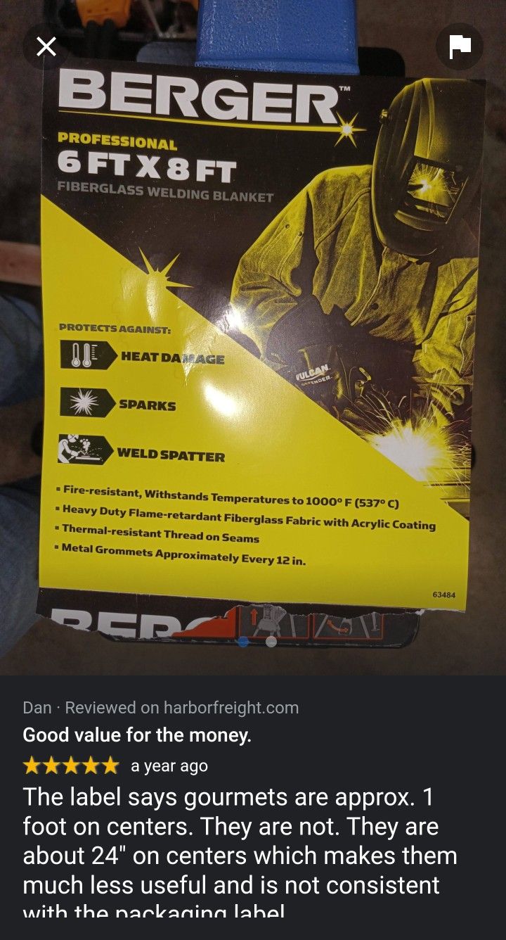 Berger 6×8 Welding Blanket NEW $35