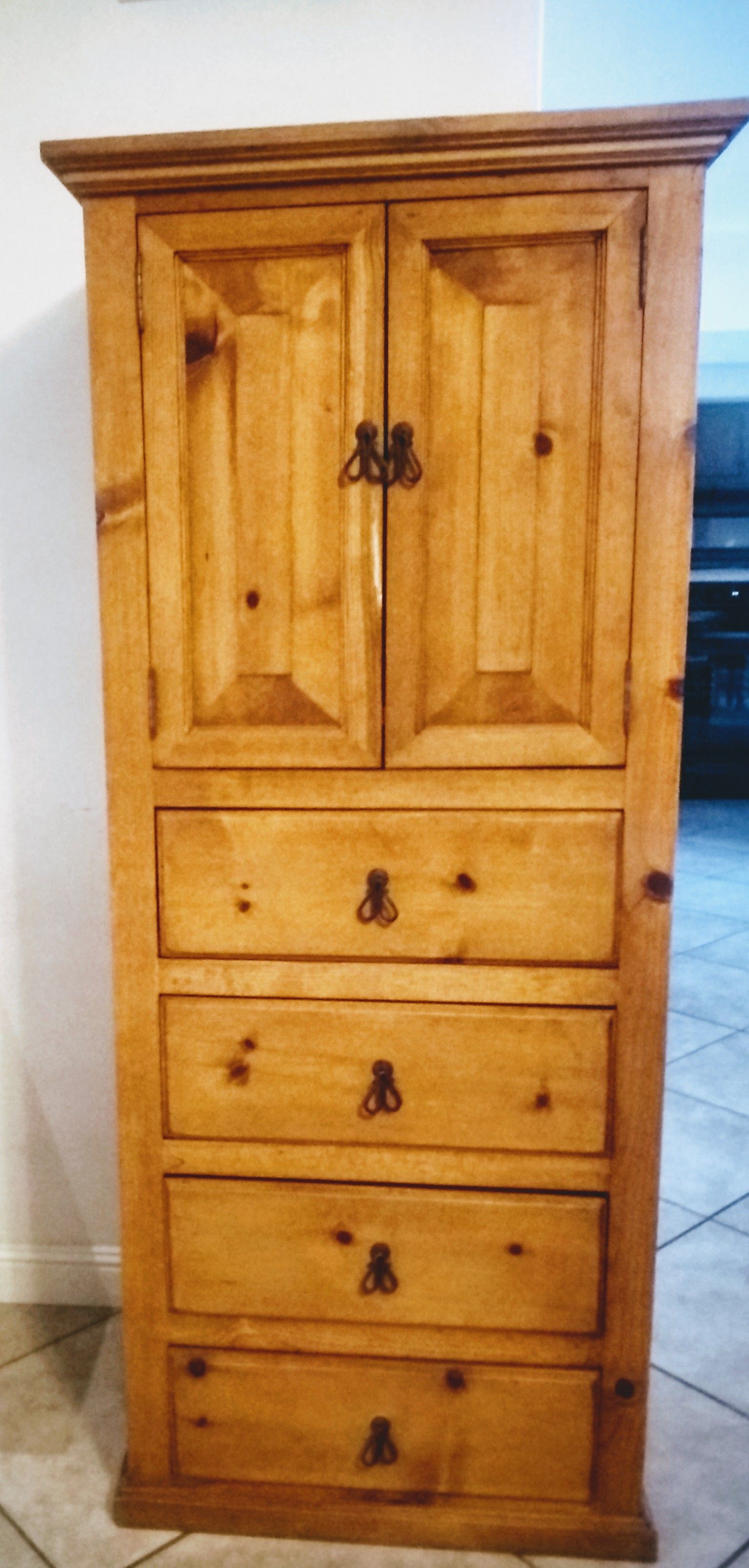 Tall Boy Dresser Cabinet Rustic Mexican style with 4 drawers and ...