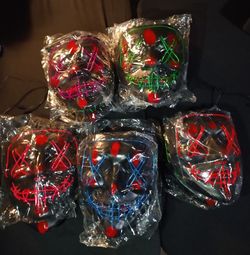 LED Light-Up Purge Masks ~ Pink x Blue x Green x Purple x Red / ENCIENDEN !! Todos Colores De Mascaras !! $7 !!