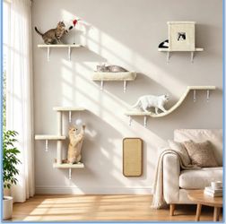 Cat Wall Shelves, 6-in-1 Cat Wall Furniture Set