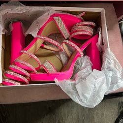 Pink sparkling heels