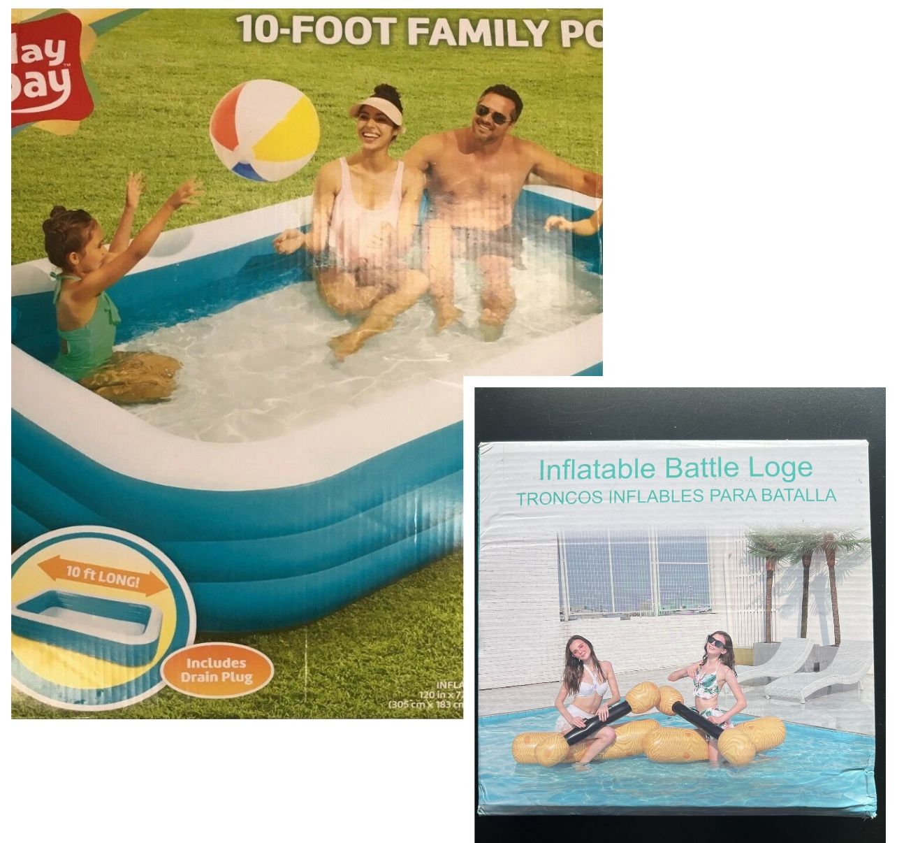 INFLATABLE POOL AND INFLATABLE LOGS