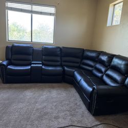Leather Black Couches 