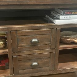 Natural Wood TV Stand With Coffee Table Set