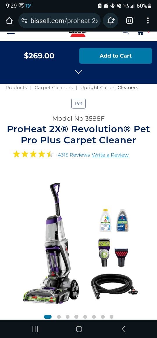 Carpet Cleaner- Bissell ProHeat 2X Revolution Pet Pro $200 OBO