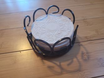 Ceramic coasters and holder