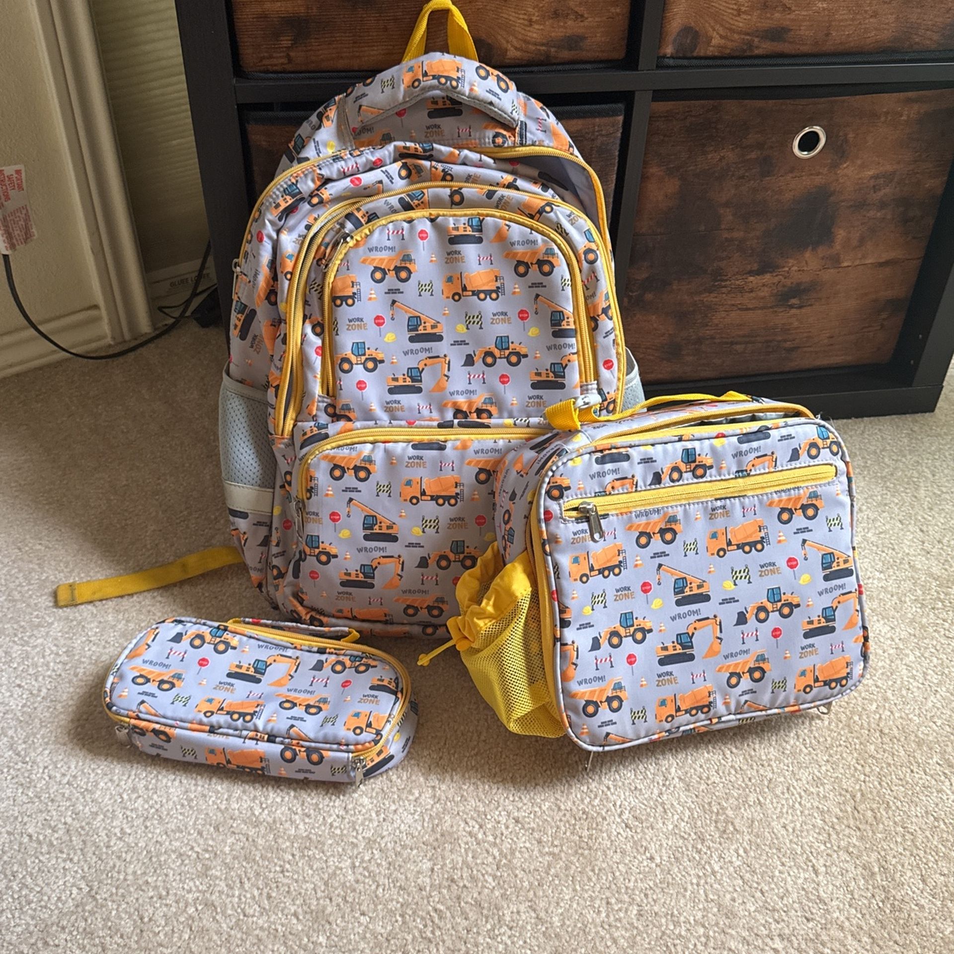 Boys Backpack With Construction Vehicles