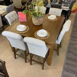 7 Pcs Dining Room Set Dining Table and 6 Chairs Sania 