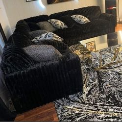 BLACK CORDUROY BRAND NEW SECTIONAL SAME DAY DELIVERY 