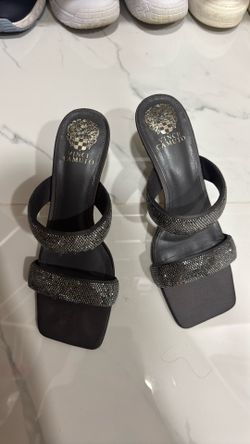 Vince Camaro Black Heels With Sparkly Straps