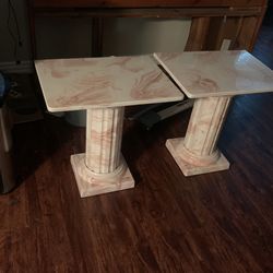 2 Beautiful Side Tables I Think is Porcelain Very Heavy