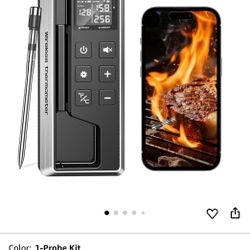 Meat Thermometer Digital - Instant Read Grill Food Thermometer Wireless, 0.19In Ultra-Thin Dual Sensor Probe, 5.2 Bluetooth 800ft App Alerts, Waterpro