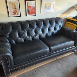Ethan Allen Chadwick Leather Sofa In Black 