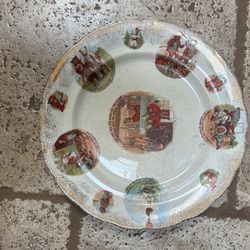 Vintage Roosevelt Bear Plate By Buffalo Pottery