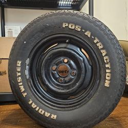 Original Ford Mustang 4 lug 14" Steel Wheel w/ Vintage Pos-A-Traction Tire