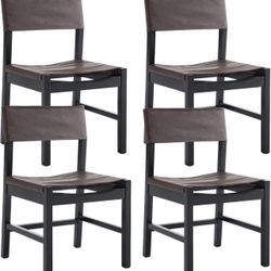 Dining Chairs Set of 4, Mid Century Brown  Dining Room Chairs Wooden Armless Side Chair Desk Chair for Living/Kitchen Room Bedroom