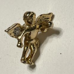 Gold Angel pin with rhinestone