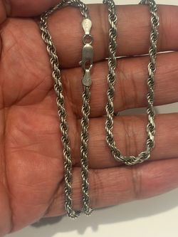 Rhodium Plated 925 Silver Rope Chain