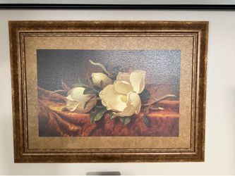 Magnolias on Gold Velvet Cloth Painting