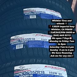 SET OF NEW TIRES, 235/55R18 ATLANDER XSPORT 104W XL, INCLUDING MOUNTING AND BALANCING. ASK ME FOR ANY SIZE OR BRAND, LLANTAS NUEVAS