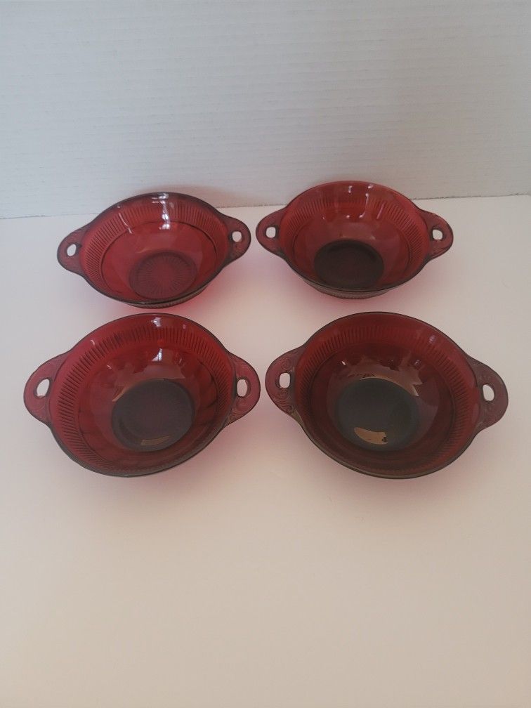 Vintage Anchor Hocking Royal Ruby Red Glass Individual Berry Bowld