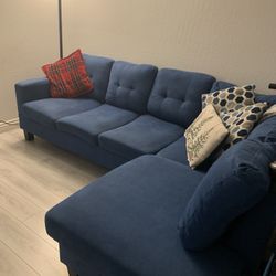 L-Shaped Right-Hand Facing Sofa & Chaise – Microfiber Sectional Couch