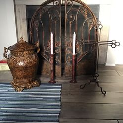 Beautiful Collection Of Bronze  Brush Metal Fireplace And Bronze Home Decor Set