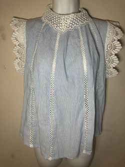 Blue And White Lacy Top