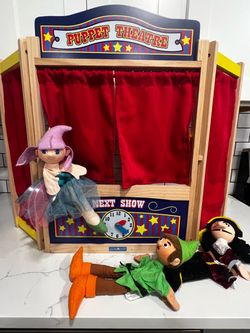 Wooden Puppet Theatre with Hand Puppets