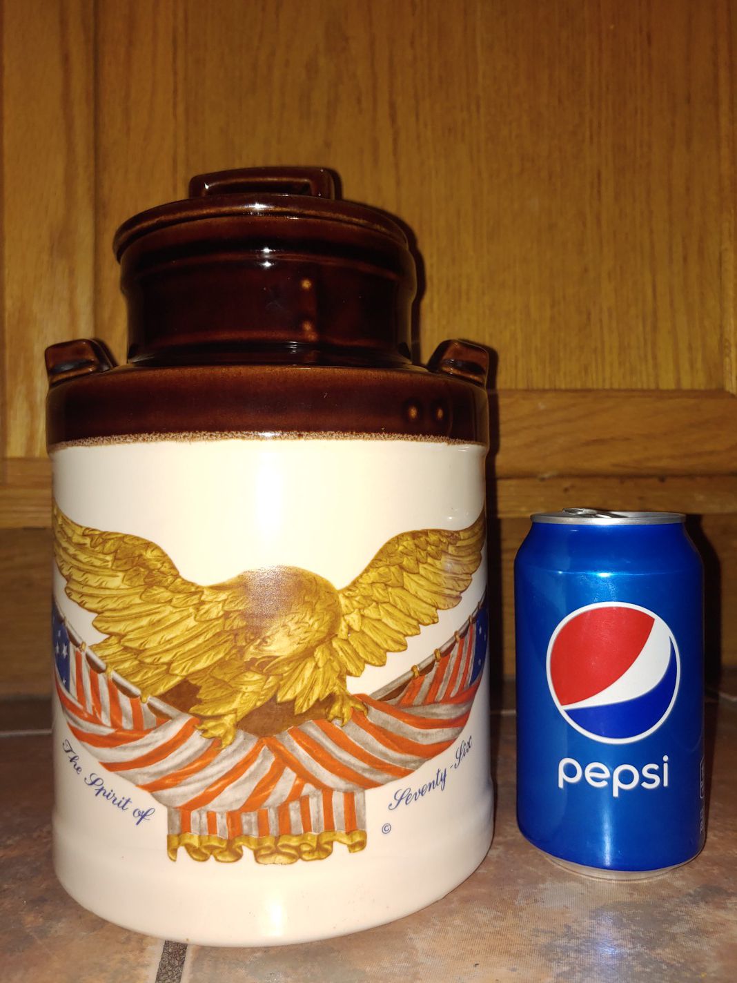 Carved wooden eagle canister/cookie jar