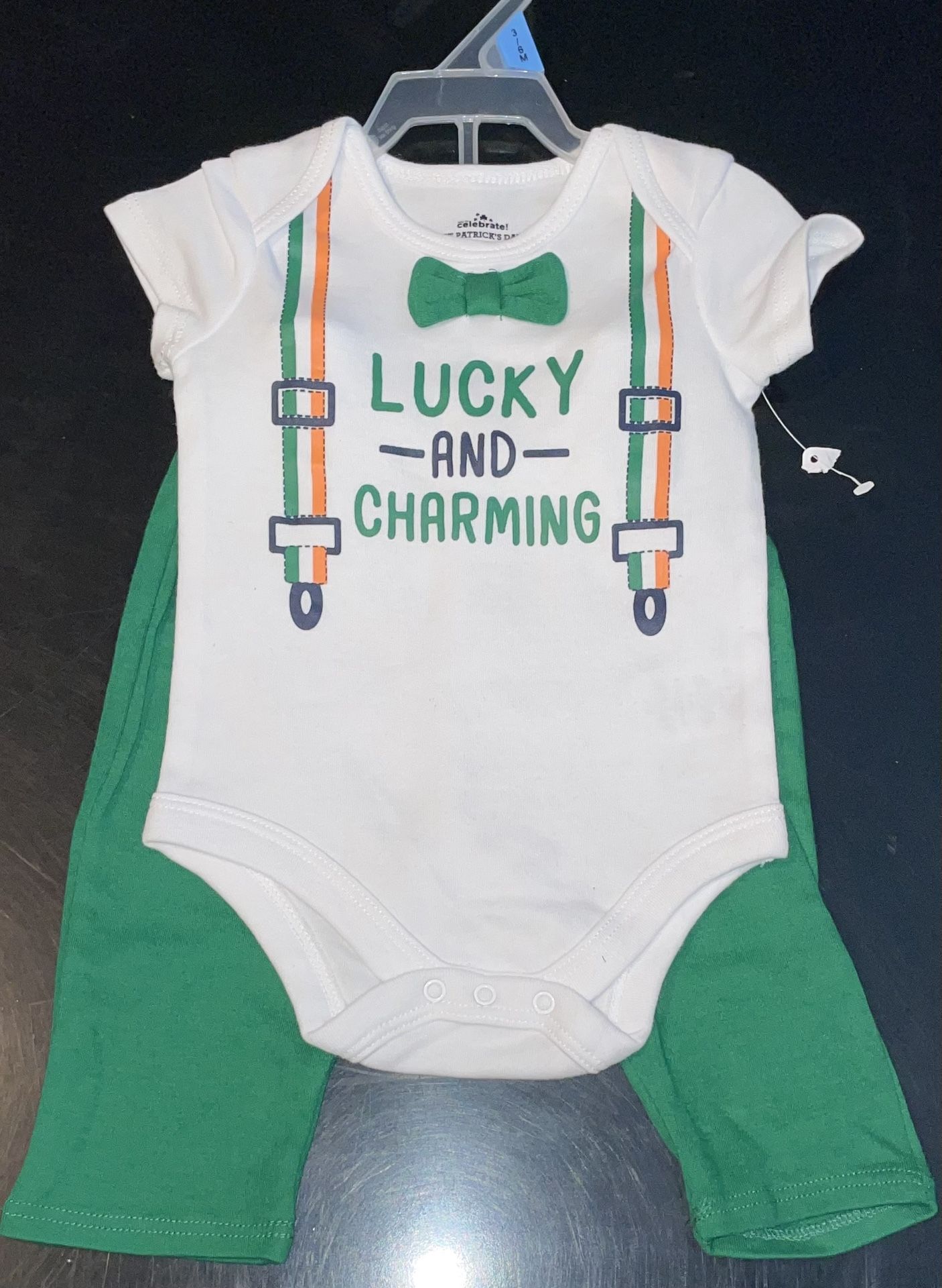 St. Patrick's Day Baby Short Sleeve Bodysuits and Jogger Outfit Set, 2pc Size 3-6 months