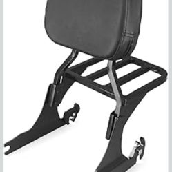 Detachable Sissy bar Backrest with Luggage Rack Fits for Harley FATBOY FLSTF 00-06 Fit For FLSTN 05-17 SPRINGER FLSTF (Black) 