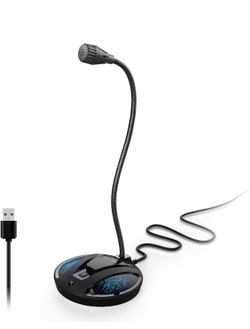 USB PC Microphone, Computer Recording Condenser Cardioid Mic with Mute Button & LED Indicator for Laptop, Mac, PS4 -