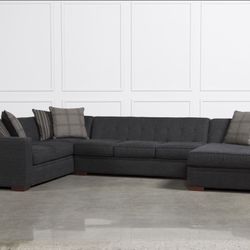 Living Spaces Sectional Sofa - Charcoal Gray